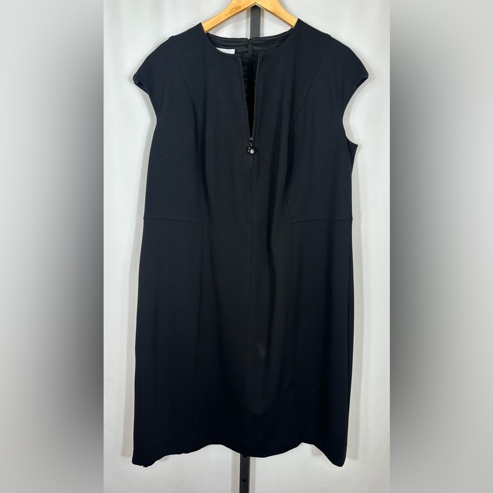 Akris Punto Cap-Sleeve Zip-Front Seamed Dress Black Women’s US Size 16 - Picture 7 of 12